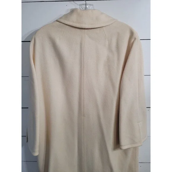 Vintage The Travelaire Cream Wool Button Split Cuff Union Made Dress Coat Sz 16 - Picture 10 of 16
